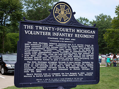 New Buffalo located marker dedicated to the history of the Iron Brigade and 24th Michigan.  Photo ©2014 Look Around You Ventures, LLC.